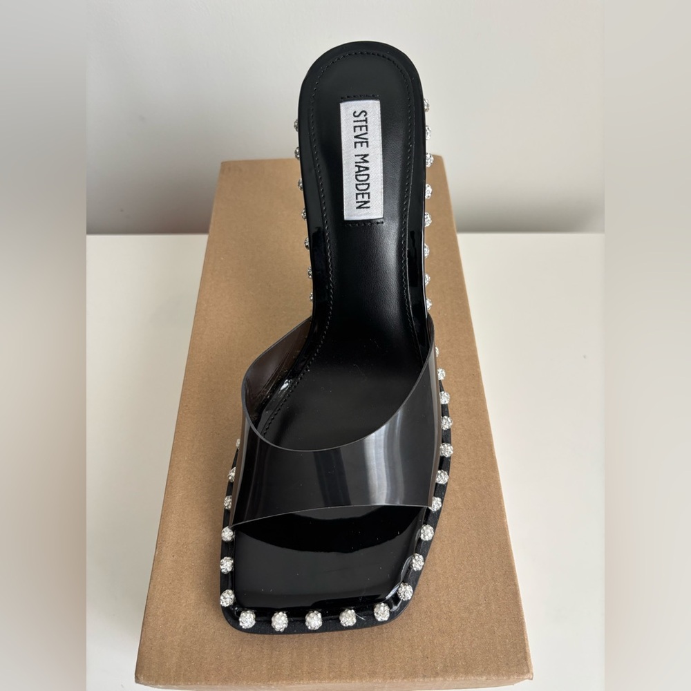 Steve Madden Zaylee Black Mules with Rhinestone Trim